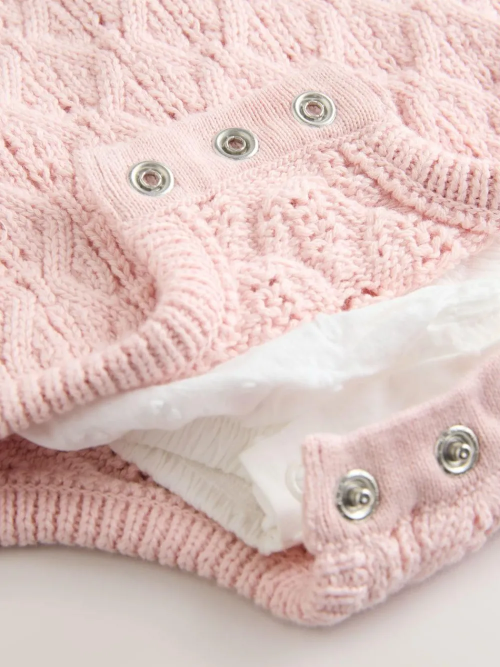 Best Next Pink/ White Baby Romper and Knitted Dungarees with Tights 3 Piece Set (0mths-2yrs)