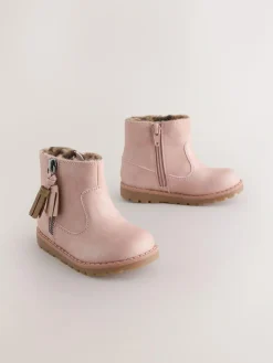 Next Pink Wide Fit (G) Chelsea Zip Tassel Ankle Boots^ Baby Boots|Boots