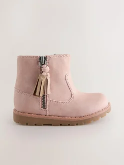 Next Pink Wide Fit (G) Chelsea Zip Tassel Ankle Boots^ Baby Boots|Boots