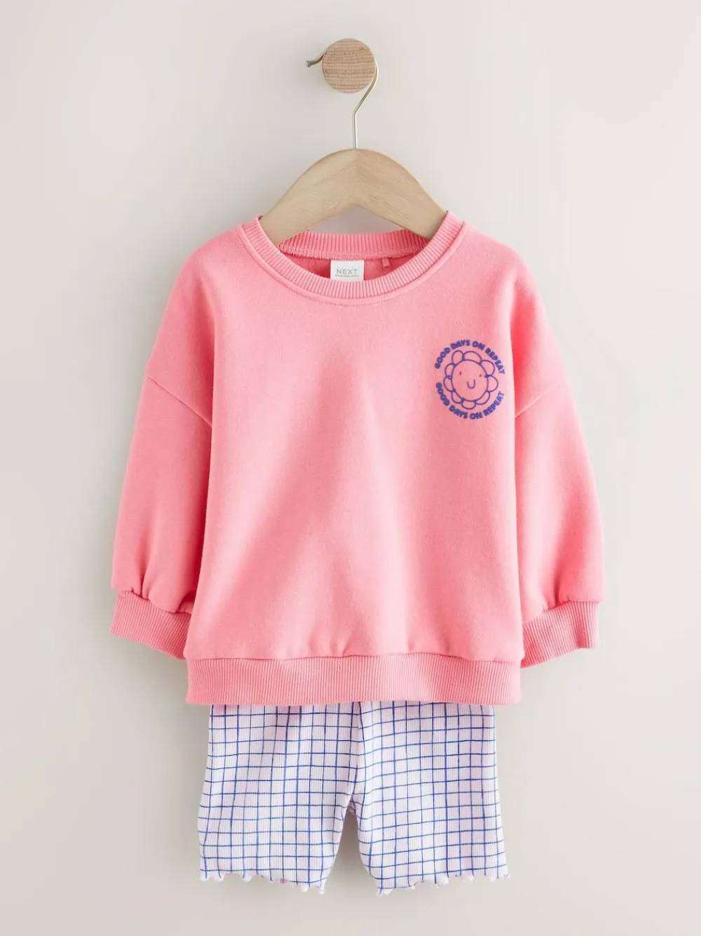 Next Pink Zebra Crew Neck Sweatshirt & Shorts Set (3mths-7yrs)^ Sweatshirts & Hoodies|Sets & Coords