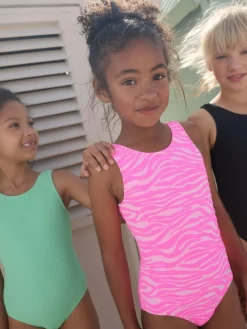 New Next Crinkle Swimsuit (3-16yrs) Pink Zebra