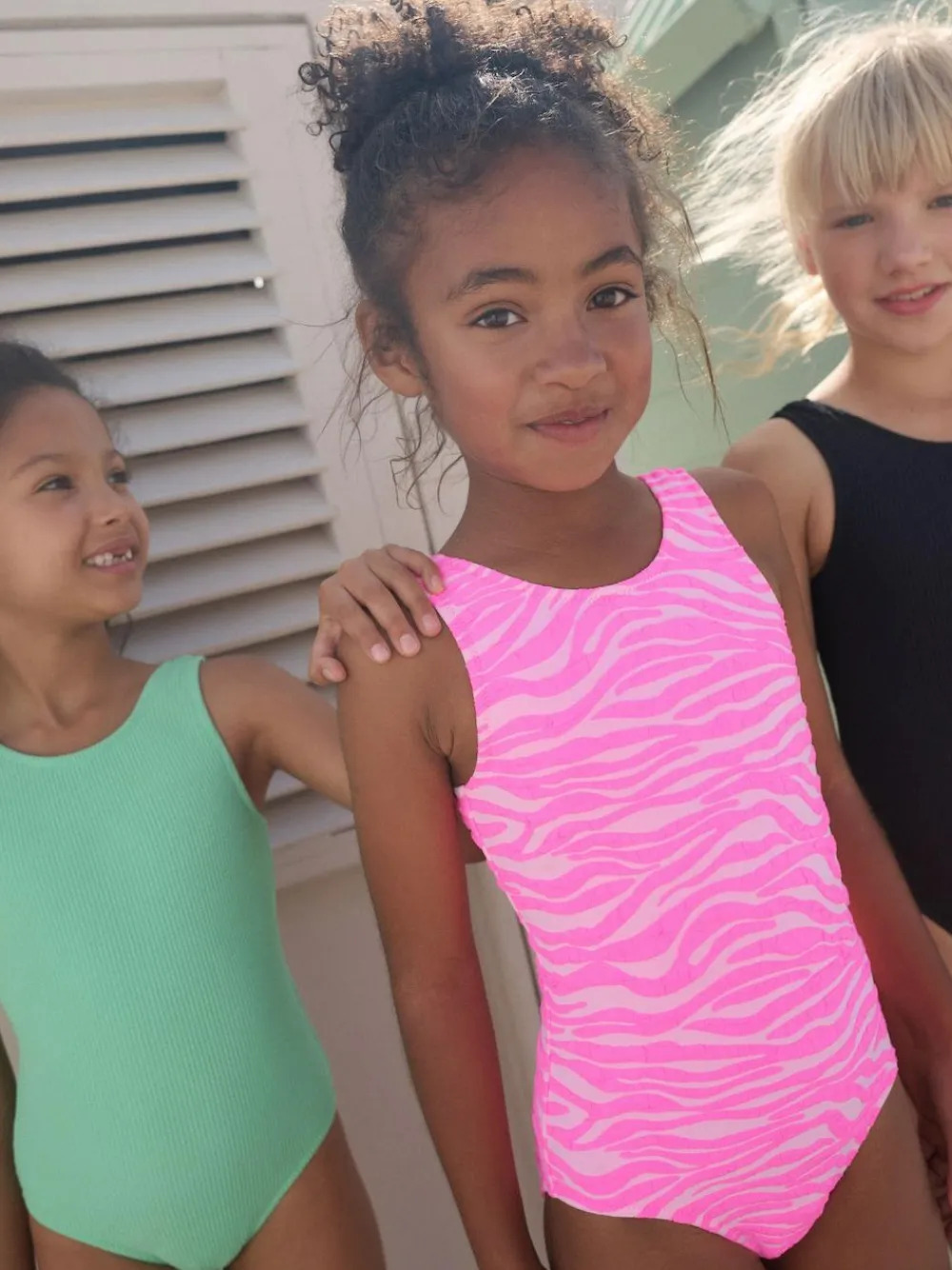 New Next Crinkle Swimsuit (3-16yrs) Pink Zebra