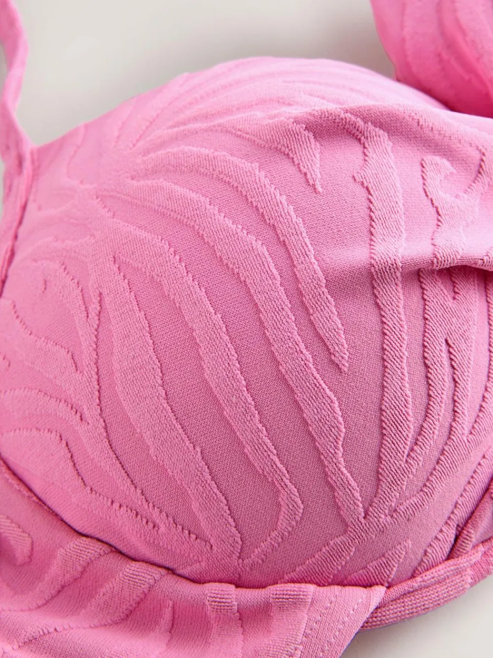 Next Pink Zebra Textured Padded Wired Plunge Bikini Top^Women Swimwear