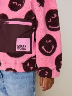 Online Next Zip Up Borg Jacket (3-16yrs) Pink/Berry Smiley