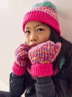 Next Pink/Blue Beanie Gloves And Snood Set (3-13yrs)^ Hats, Gloves & Scarves