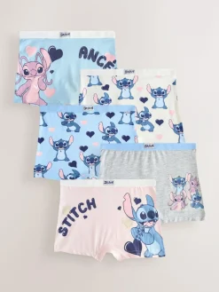 Next Pink/Blue Disney Stitch and Angel Shorts 5 Pack (2-16yrs)^ Underwear