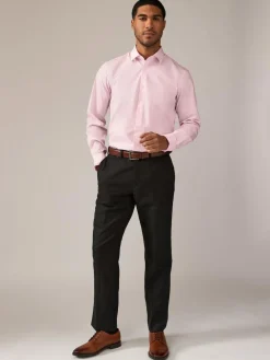 Outlet Next Regular Fit Easy Care Long Sleeve Single Cuff Smart Shirts 2 Pack Pink/Blue