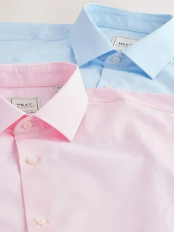Outlet Next Regular Fit Easy Care Long Sleeve Single Cuff Smart Shirts 2 Pack Pink/Blue