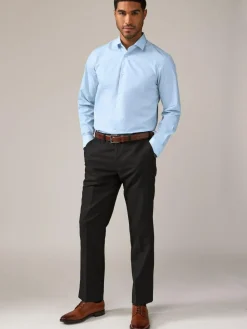 Outlet Next Regular Fit Easy Care Long Sleeve Single Cuff Smart Shirts 2 Pack Pink/Blue