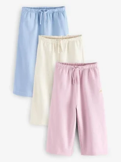 Discount Next Wide Leg Joggers 3 Pack (3mths-7yrs) Pink/Blue/Oatmeal