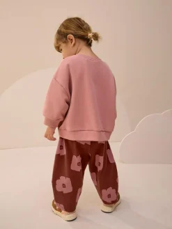 Next Pink/Brown Tomato Sweatshirt and Barrel Leg Joggers Set (3mths-7yrs)^ Baby Girls|Sweatshirts & Hoodies