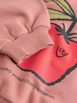 Next Pink/Brown Tomato Sweatshirt and Barrel Leg Joggers Set (3mths-7yrs)^ Baby Girls|Sweatshirts & Hoodies