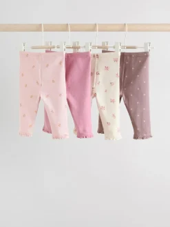 Next Pink/Brown/Heart Baby Leggings 4 Pack (0mths-2yrs)^ Baby Girls|Baby Girls