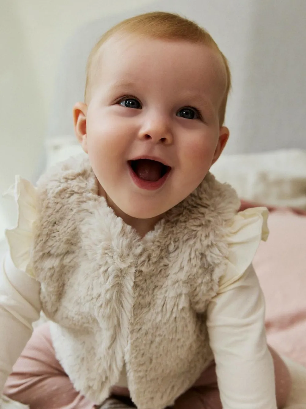 Hot Next Pink/Cream Baby Fur Gilet, Top and Leggings 3 Piece Set (0mths-2yrs)