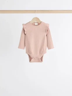 Outlet Next Baby Long Sleeve Frill Bodysuits 4 Pack (0mths-2yrs) Pink/Cream