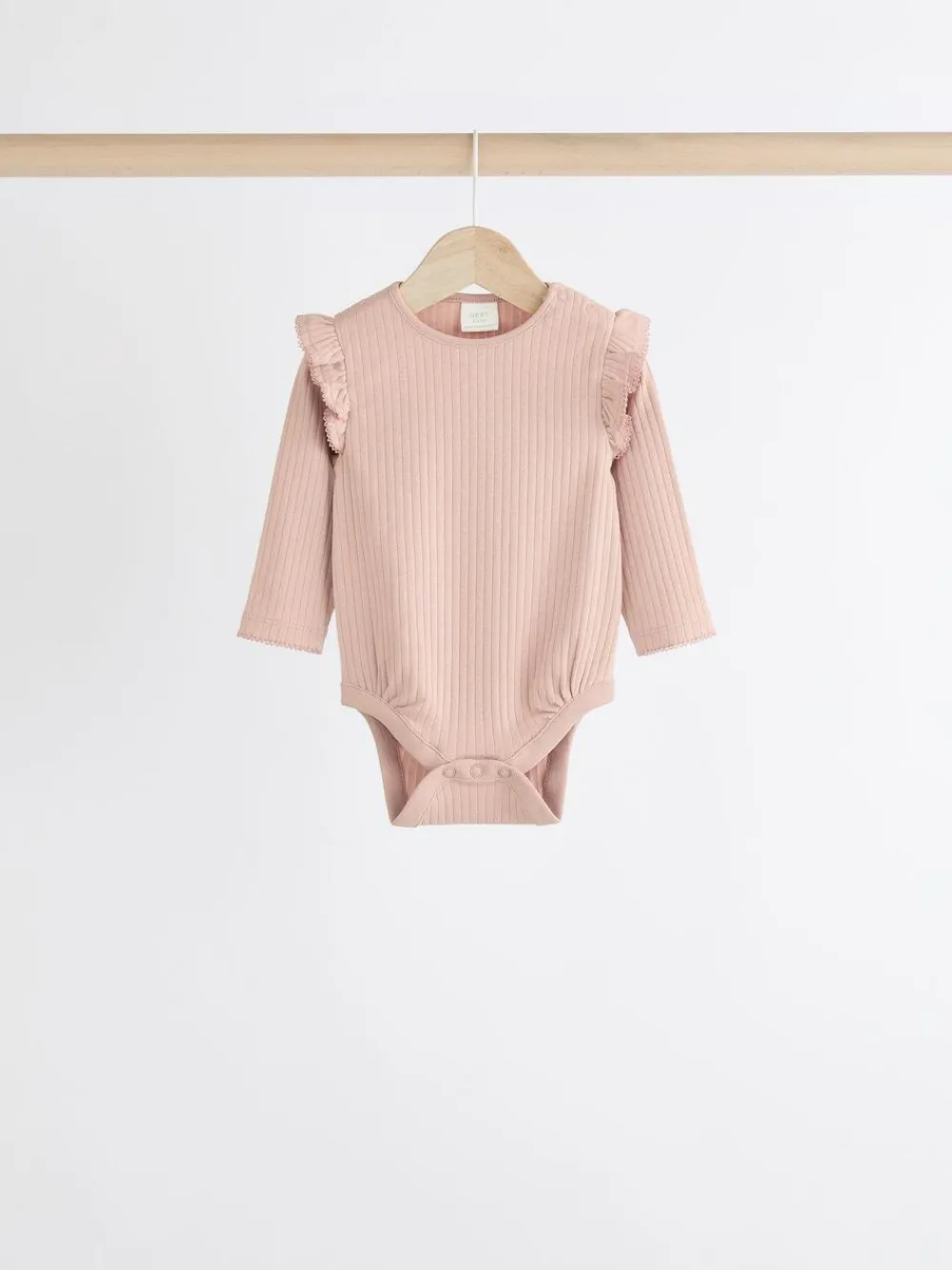 Outlet Next Baby Long Sleeve Frill Bodysuits 4 Pack (0mths-2yrs) Pink/Cream