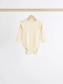 Outlet Next Baby Long Sleeve Frill Bodysuits 4 Pack (0mths-2yrs) Pink/Cream