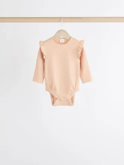 Outlet Next Baby Long Sleeve Frill Bodysuits 4 Pack (0mths-2yrs) Pink/Cream