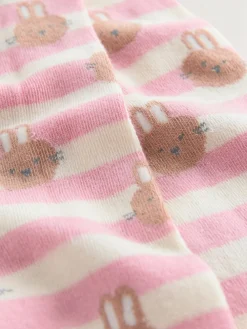 Next Pink/Cream Cotton Rich Bunny Character Tights^ Socks & Tights|Socks & Tights