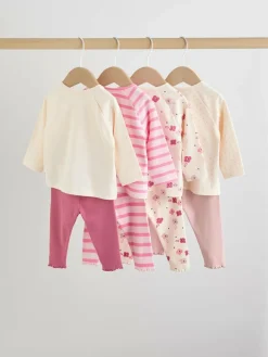 Next Pink/Cream Flower Baby Long Sleeve Top and Leggings Set 8 Piece (0mths-2yrs)^ Sets & Co-Ords|Sets & Co-Ords