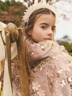 Discount Next Pink/Gold Embroidered Sequin Long Sleeve Mesh Occasion Dress (4-14yrs)