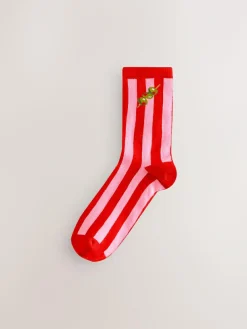 Online Next Pink/Green 'Olive You' Ankle Socks 4 Pack Pink/Green 'Olive You'