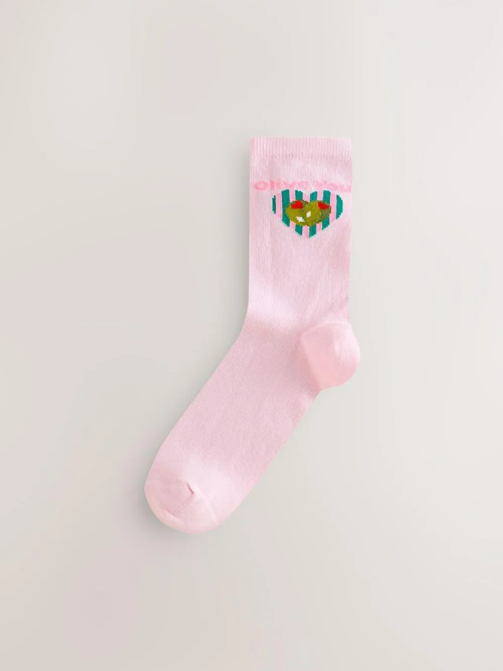 Online Next Pink/Green 'Olive You' Ankle Socks 4 Pack Pink/Green 'Olive You'