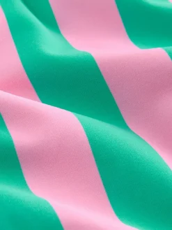 Next Pink/Green Stripe Beaded Embellished Tummy Control Scoop Swimsuit^Women Swimwear