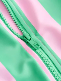 Hot Next Sunsafe Rash Vest Bikini And Scrunchie Swim Set (3-16yrs) Pink/Green Stripe