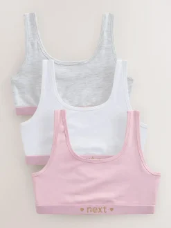 Next Pink/Grey Scoop Crop Tops 3 Pack (5-16yrs)^ Underwear|Bras & Crop Tops