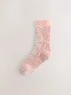 Best Next Velvet Cosy Socks 2 Pack Pink/Grey Sparkle