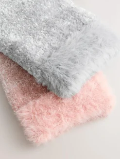 Best Next Velvet Cosy Socks 2 Pack Pink/Grey Sparkle