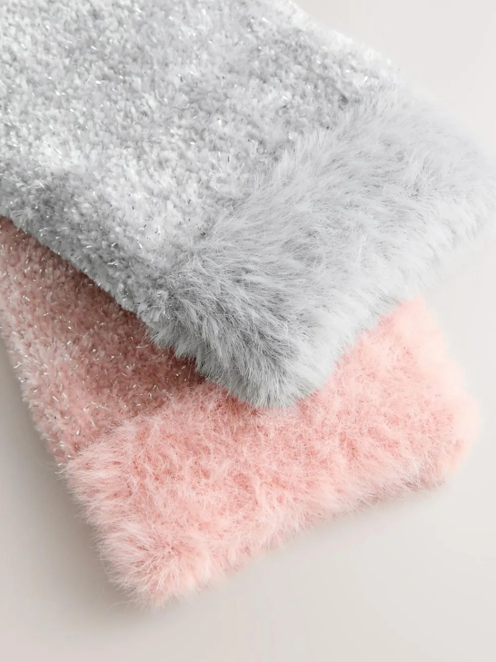 Best Next Velvet Cosy Socks 2 Pack Pink/Grey Sparkle