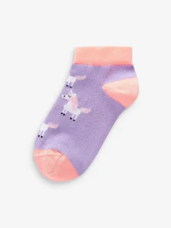 Best Next Pink/Grey/Purple 5 Pack Cotton Rich Unicorn Character Trainer Socks
