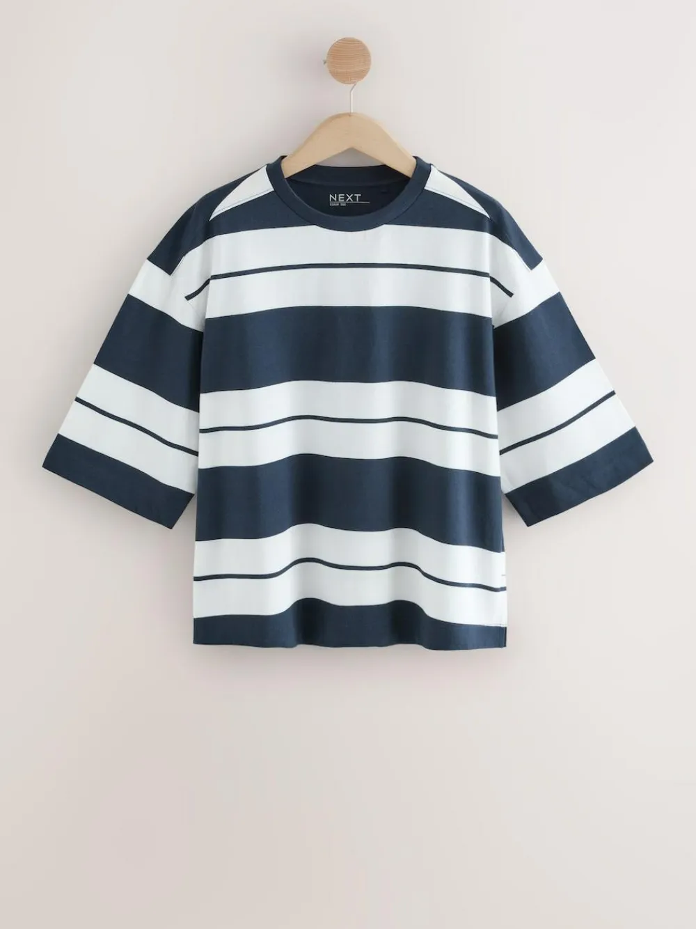 Outlet Next Elbow Length Crew Neck 100% Cotton T-Shirts 3 Pack Pink/Khaki/Stripe