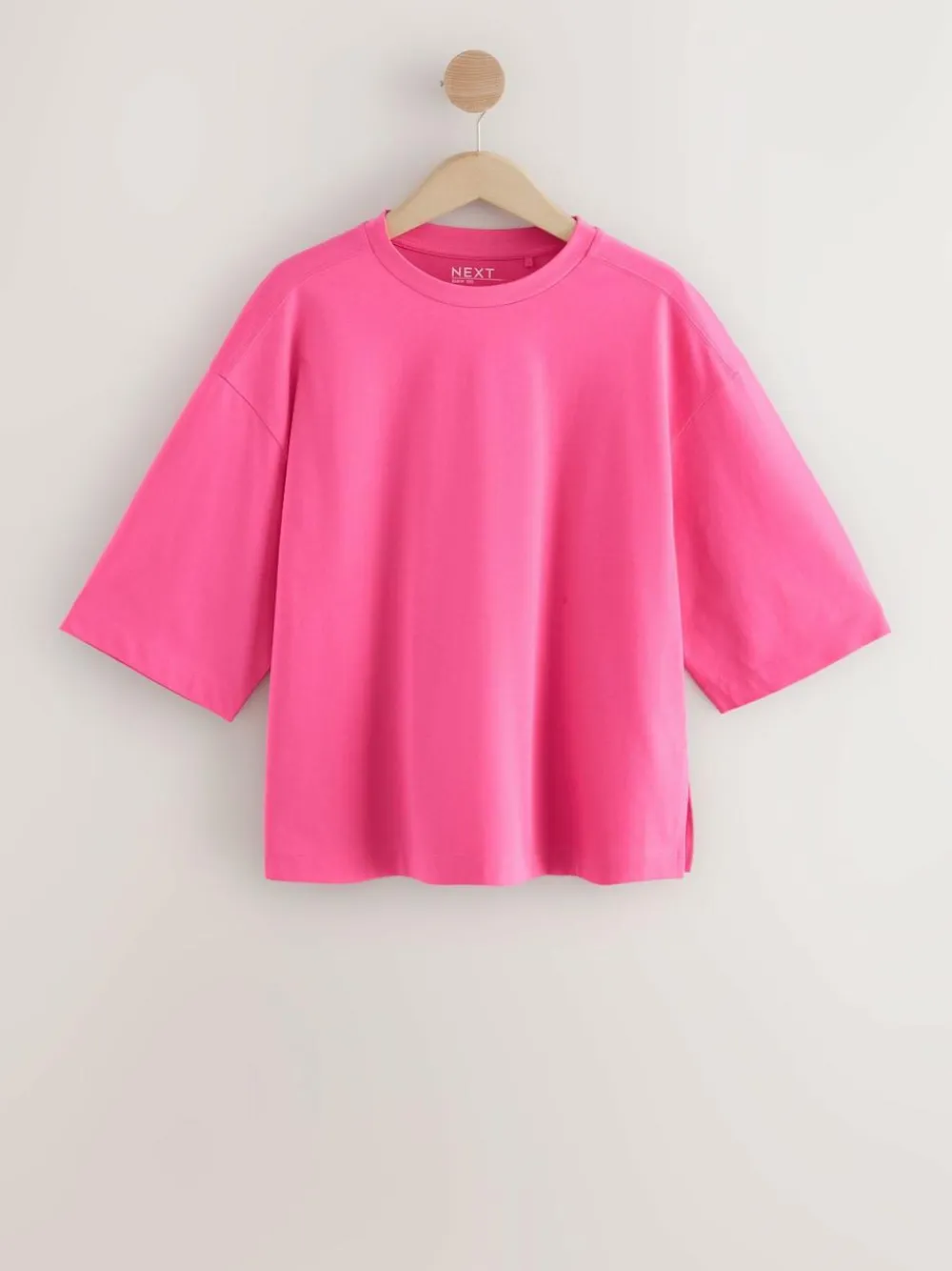 Outlet Next Elbow Length Crew Neck 100% Cotton T-Shirts 3 Pack Pink/Khaki/Stripe