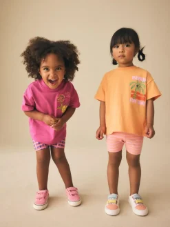 New Next Top & Cycle Shorts Set 2 Pack (3mths-7yrs) Pink/Orange
