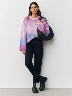 Best Next Boucle Crew Neck Jumper With Wool Pink/Purple Spacedye