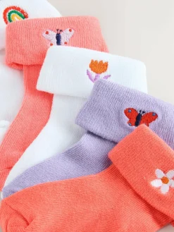 Best Next Baby Roll Top Socks 5 Pack (0mths-2yrs) Pink/Purple/White