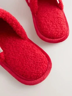 Next Pink/Red Borg Mule Check Heart Slippers^Women Slippers