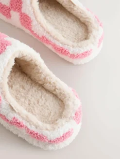 Next Pink/Red Check Cherry Mule Slippers^Women All Night & Lounge