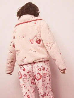 Online Next Pink/Red Heart Borg Full Zip Fleece