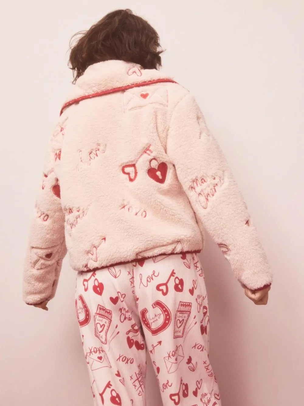 Online Next Pink/Red Heart Borg Full Zip Fleece