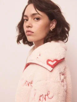 Online Next Pink/Red Heart Borg Full Zip Fleece