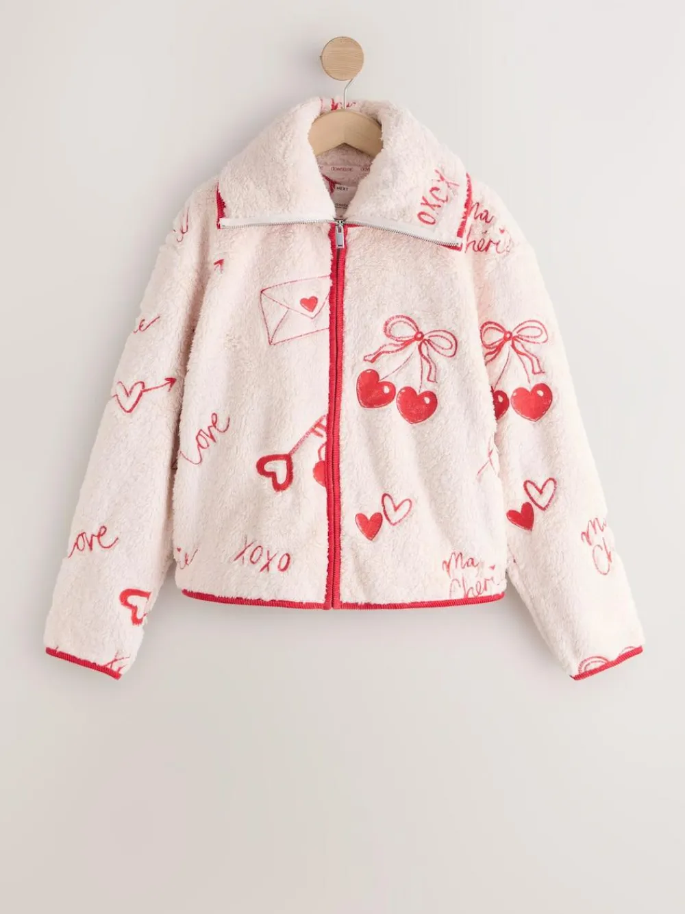 Online Next Pink/Red Heart Borg Full Zip Fleece