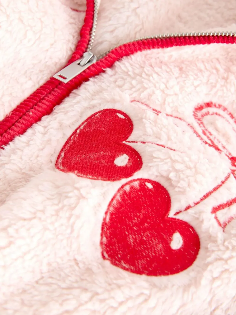 Online Next Pink/Red Heart Borg Full Zip Fleece