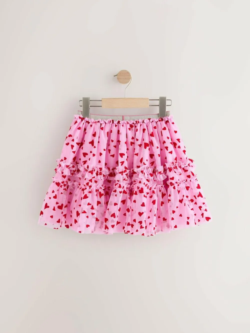 Best Next Pink/Red Heart Pull On Mesh Skirt (3-16yrs)
