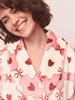 Next Supersoft Dressing Gown Pink/Red Heart