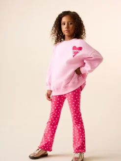 Sale Next Sweatshirt and Flare Leggings Set (3-16yrs) Pink/Red Heart