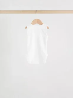 Best Next Pink/White 7 Pack Essential Vest Baby Bodysuits